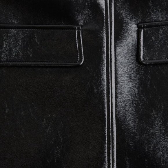 H&M x BRAT Charlie XCX Limited Edition Black Coated Mini Skirt - Picture 2 of 8